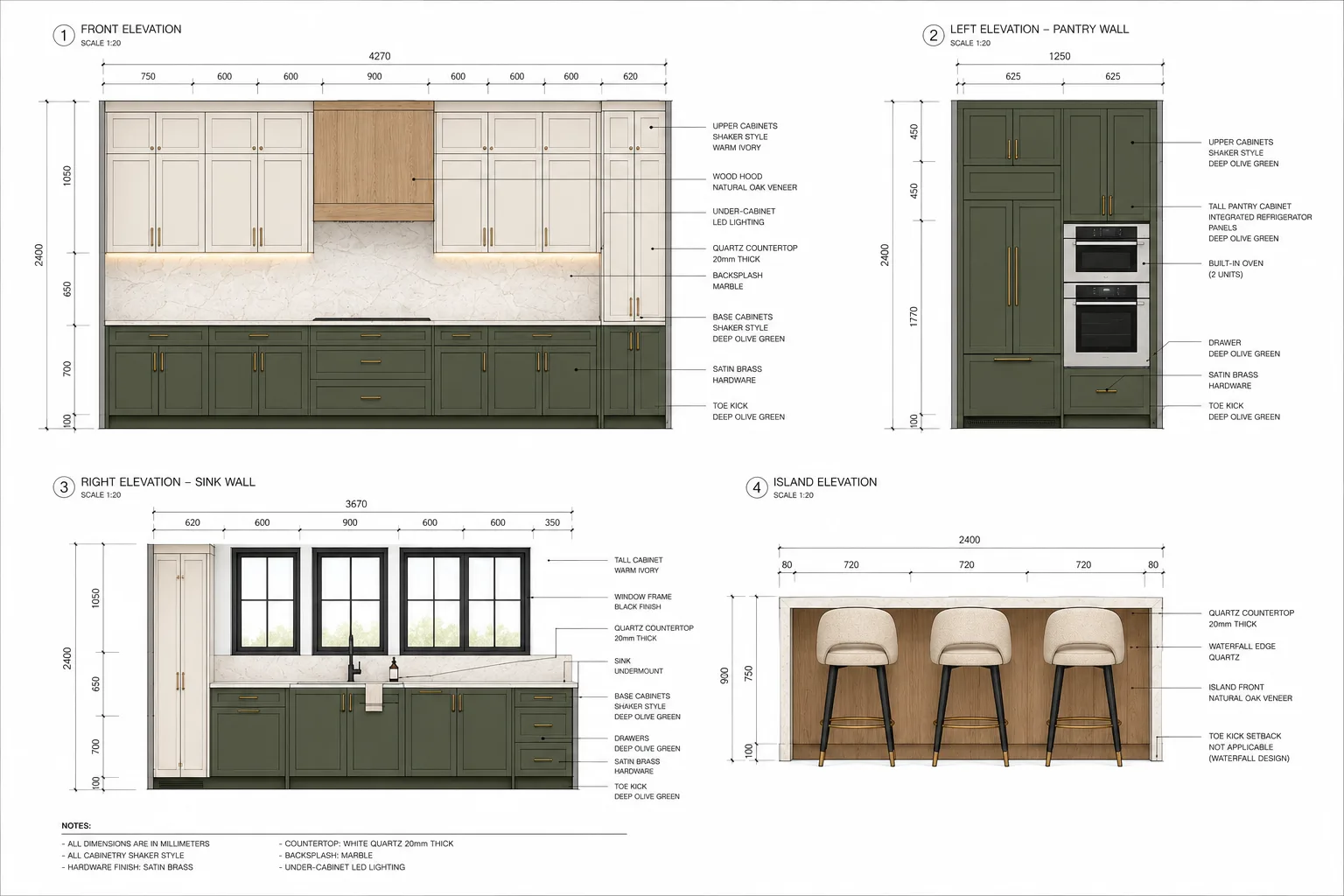 Forest Green Kitchen, photo 3 of 3, M.ALABBAR interior architecture